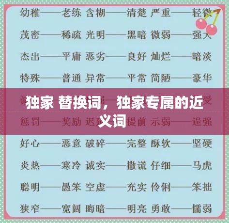 獨家 替換詞，獨家專屬的近義詞 