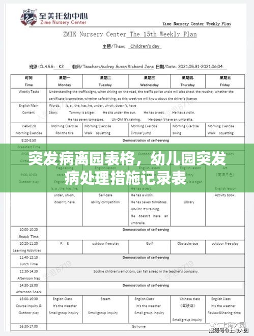 突發(fā)病離園表格，幼兒園突發(fā)病處理措施記錄表 