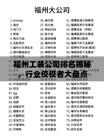 福州工裝公司排名揭秘，行業(yè)佼佼者大盤點