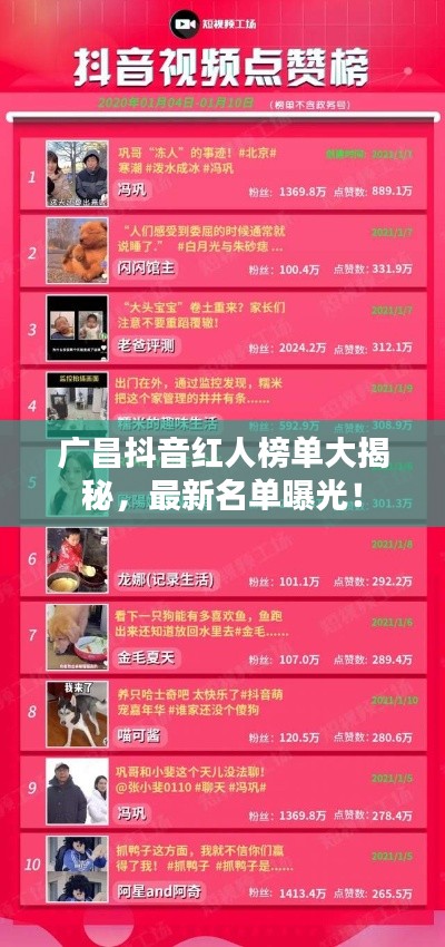 廣昌抖音紅人榜單大揭秘，最新名單曝光！
